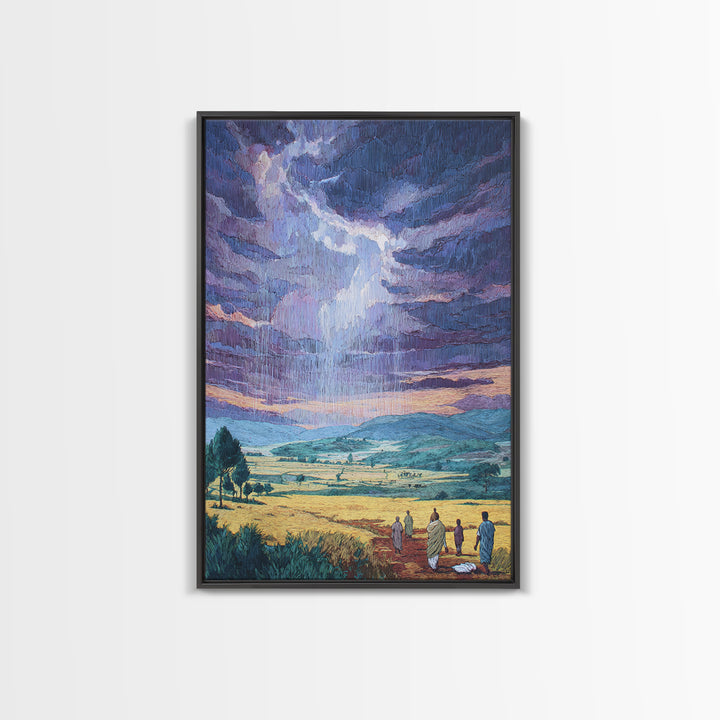 African Rainstorm Over Golden Plains Wall Art, Blue Sky Landscape Canvas, Cultural Decor, Afrocentric Gift For Living Room