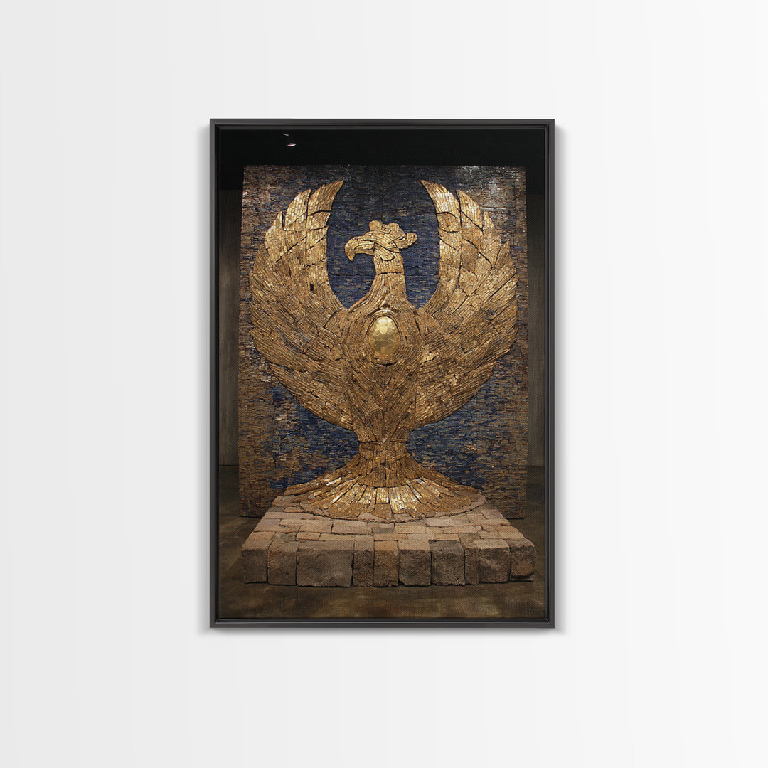 Monumental Golden Phoenix Wall Art, African Inspired Sculpture Decor, Black And Gold Art, Luxury Canvas Art, Statement Wall Decor