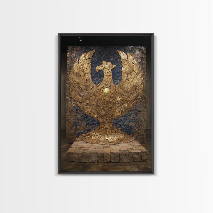 Monumental Golden Phoenix Wall Art, African Inspired Sculpture Decor, Black And Gold Art, Luxury Canvas Art, Statement Wall Decor
