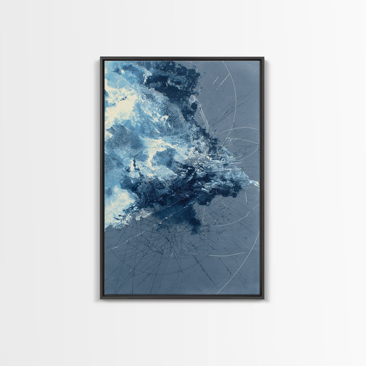 Blue Storm Abstract Energy Canvas Print, Modern Wall Decor, Large Abstract Wall Art, Contemporary Office Decor Gift For Home