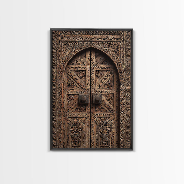 Intricate Rustic African Carved Door Wall Art, African Home Decor, Tribal Patterns, Wooden Architecture Poster Print, Housewarming Gift