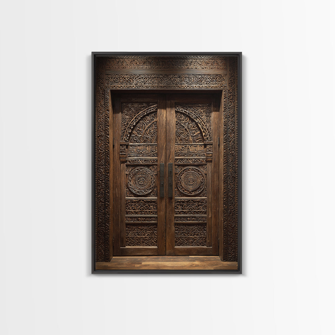 Dark Ornate African Wooden Door Wall Art, African Home Decor, Cultural Wall Decor, Rustic Decor, Statement Wall Piece, Carved Wood