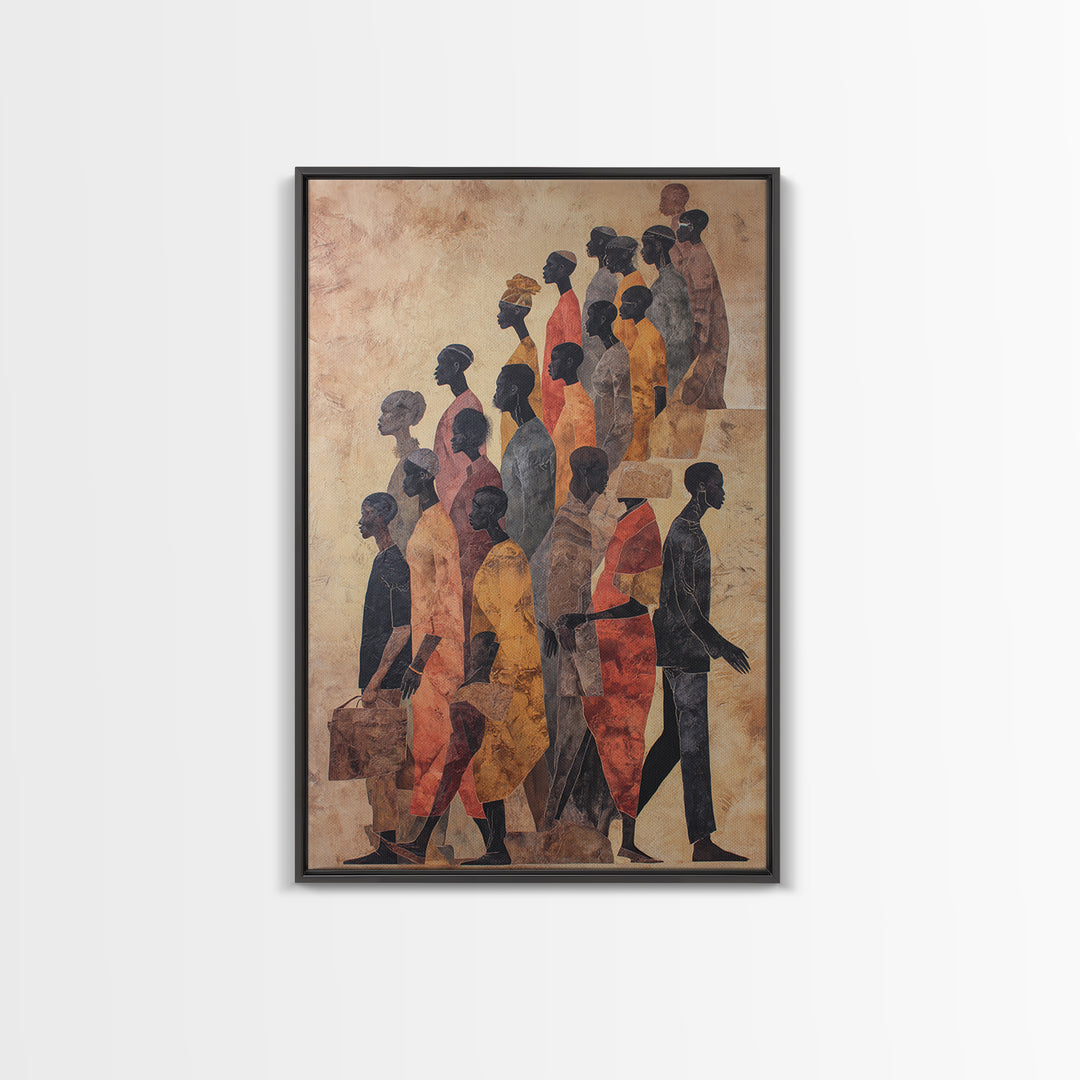 African Diaspora Procession Of Figures Wall Art, African American Art, Black Culture Art, Cultural Wall Art, Modern Black Art