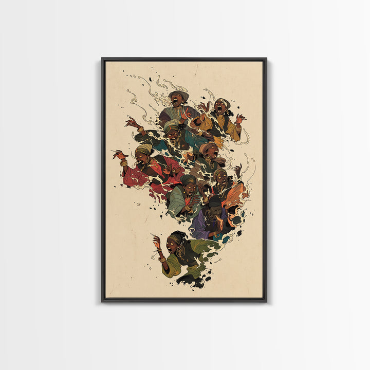 Africa Map Of Joyful Singing Women, Wall Art, African Women Art, Black Girl Magic Poster, Afrocentric Culture Decor Gift