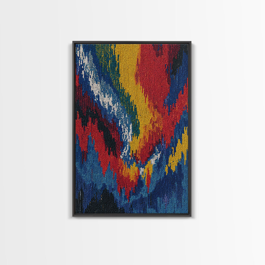 Bold Abstract Flame Feather Wall Art, Colorful African Inspired Canvas Print, Textile Art, Vibrant Modern Home Decor Gift
