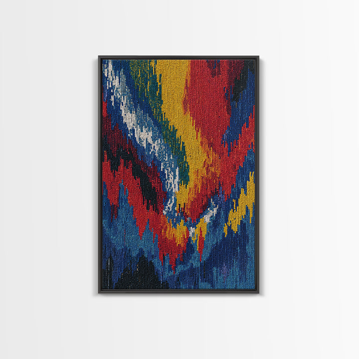 Bold Abstract Flame Feather Wall Art, Colorful African Inspired Canvas Print, Textile Art, Vibrant Modern Home Decor Gift