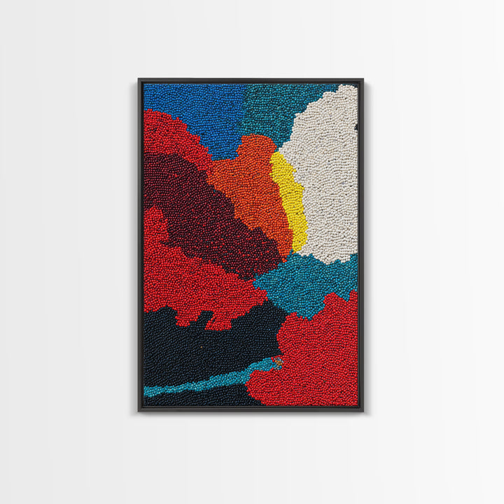 Vibrant Beaded Abstract Landscape Wall Art, African Inspired Color Field Canvas Decor, Modern Boho Nature Art Print Gift