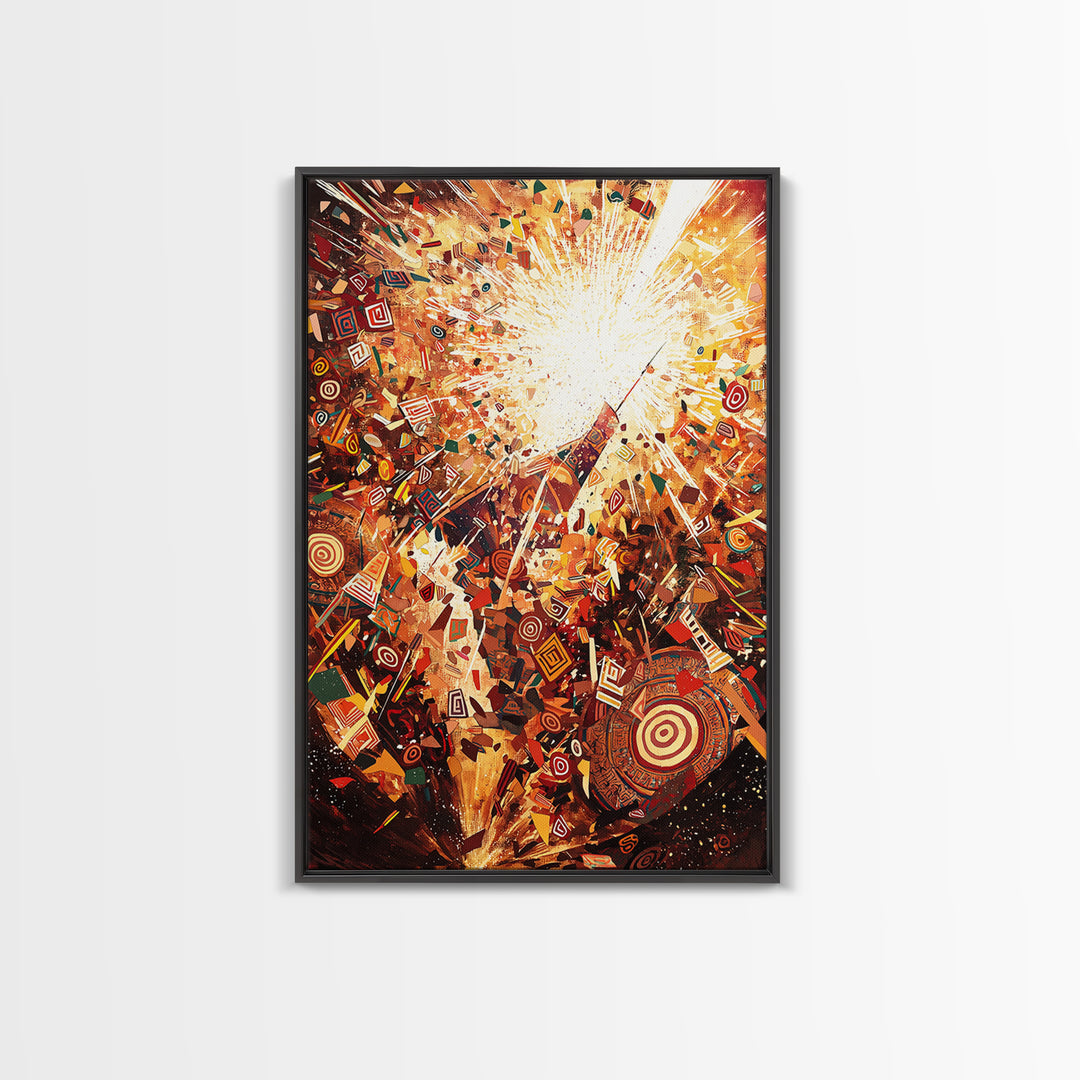 Explosive African Celebration Abstract Wall Art, Colorful Ankara Patterns, Afrocentric Decor, Vibrant Cultural Canvas Print