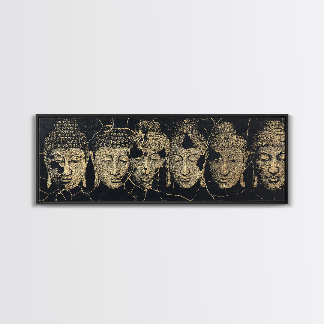Serene Gold African Mask Wall Art, Tribal Face Portraits, Black Gold Canvas Print, Cultural Home Decor, Elegant Black Art