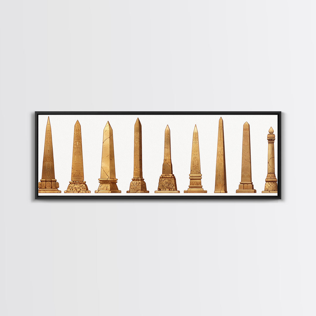 Egyptian Obelisk Collection Wall Art, Ancient African Art, Minimalist Canvas Print, Neutral Museum Gallery Home Decor Gift