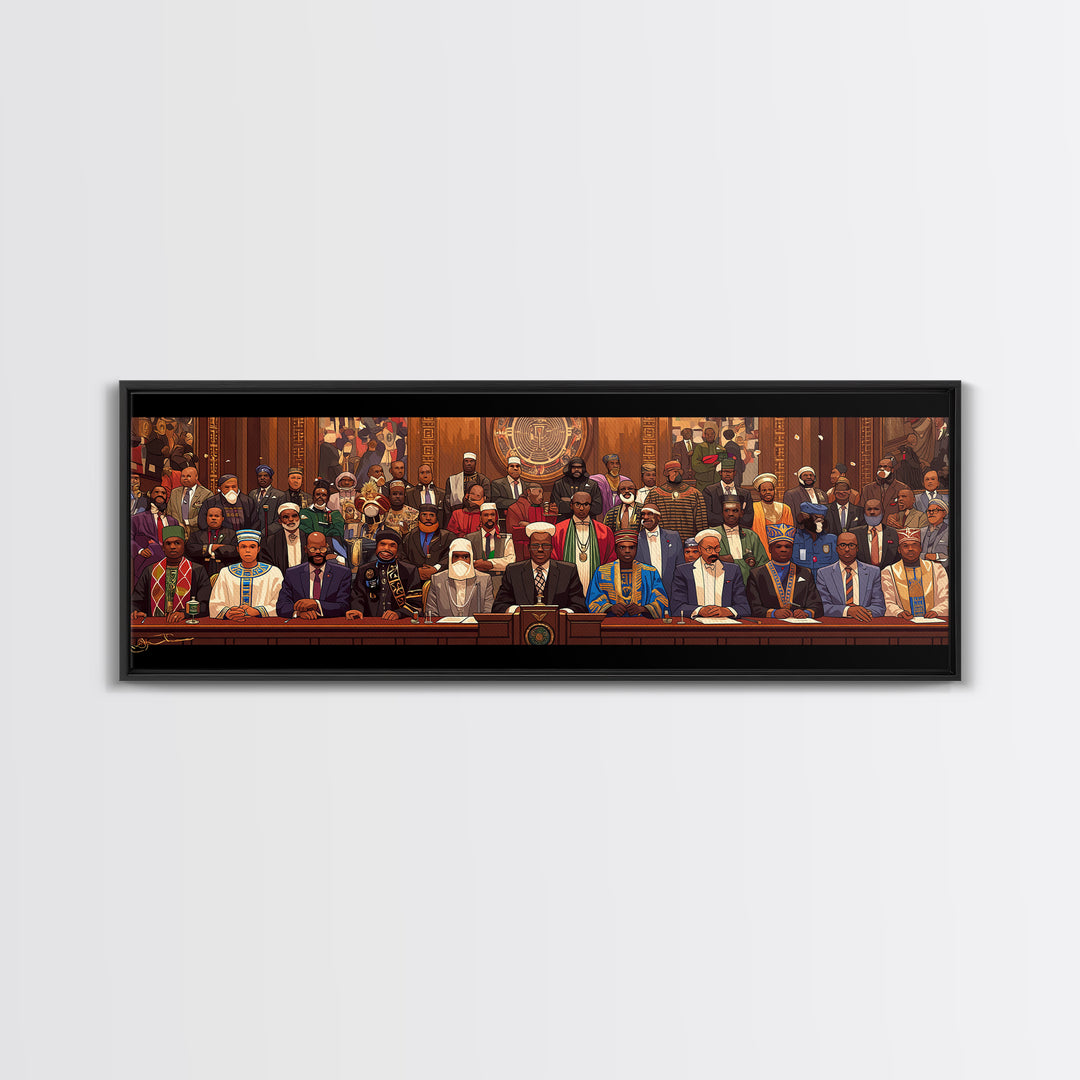 Pan African Assembly Of Leaders Wall Art, African American Art, Black Culture Art, Cultural Wall Decor, Juneteenth Art Gift