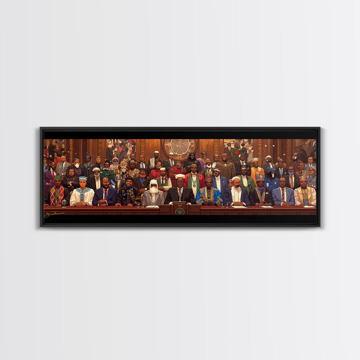Pan African Assembly Of Leaders Wall Art, African American Art, Black Culture Art, Cultural Wall Decor, Juneteenth Art Gift