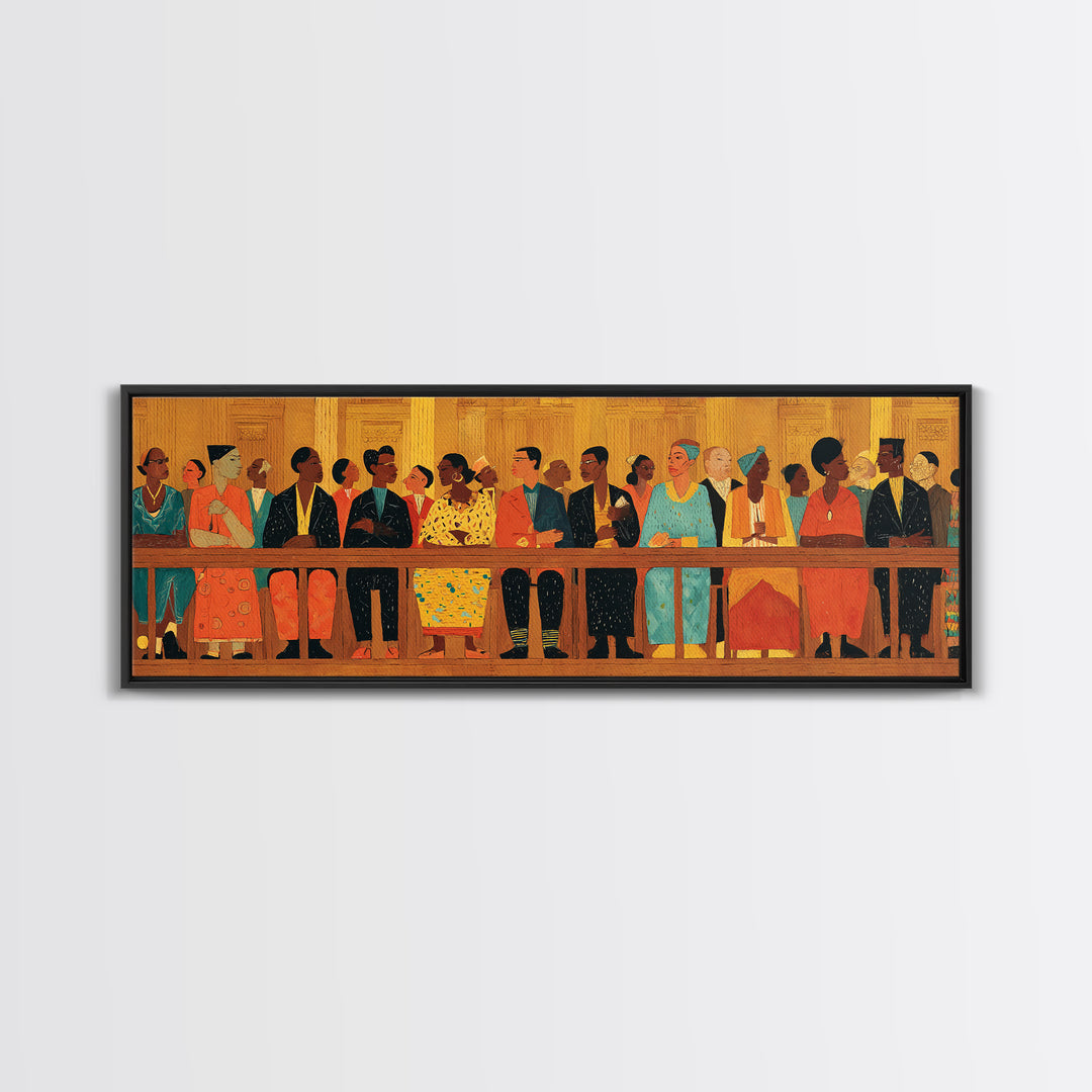 Elegant African Community Gathering Wall Art, Black Culture Canvas Print, Afrocentric Decor, Juneteenth Home Decor Meaningful Gift