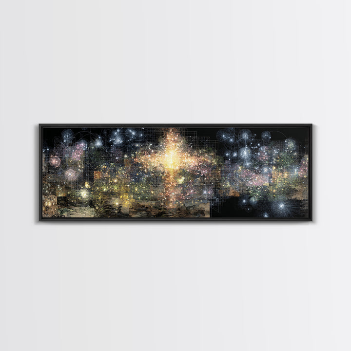 Radiant Abstract City Lights Wall Art, Gold And Black Canvas Print, Modern Luxury Decor, Dreamy Statement Home Decor, Housewarming Gift
