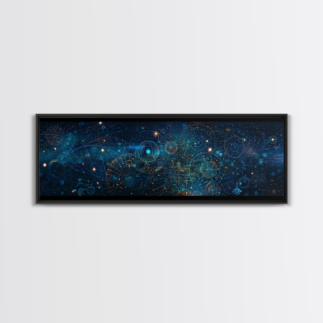Blue Cosmic Star Map Canvas Print, Abstract Wall Art, Modern Office Decor, Digital Art Inspired Space Home Decor, Housewarming Gift