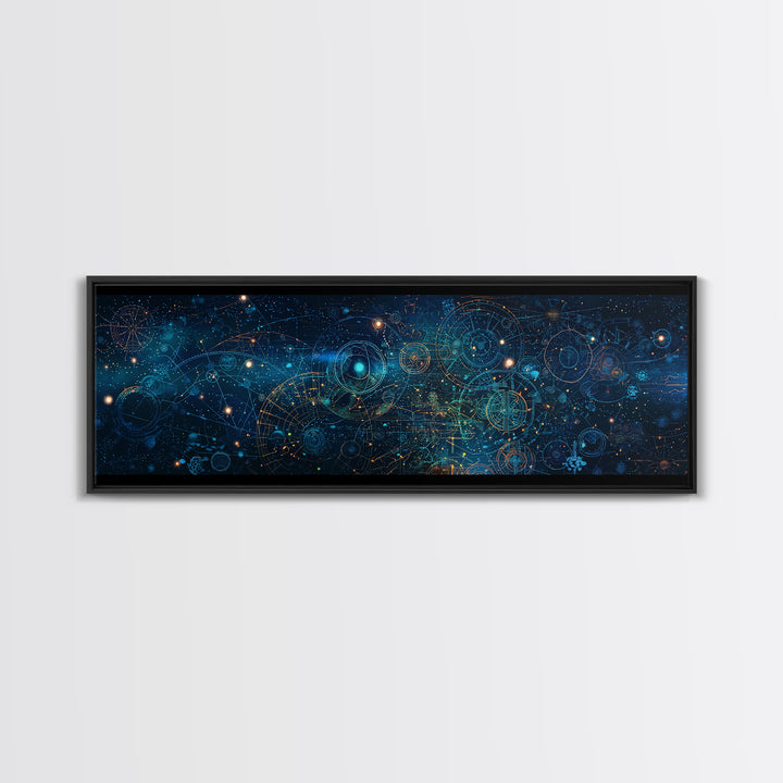 Blue Cosmic Star Map Canvas Print, Abstract Wall Art, Modern Office Decor, Digital Art Inspired Space Home Decor, Housewarming Gift