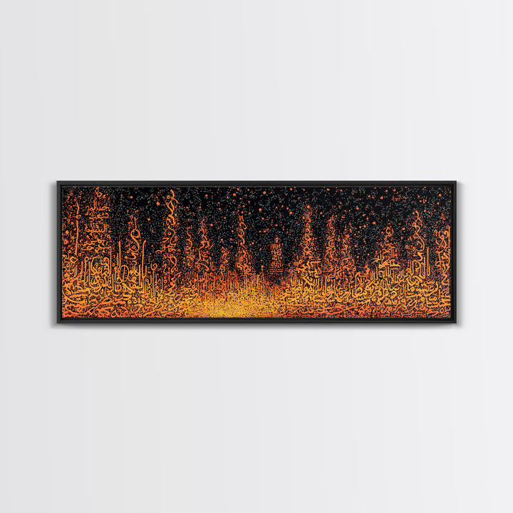 Orange Glowing Skyline Abstract Canvas Print, Modern Wall Decor, Burnt Orange Art, Statement Wall Art Prints, Luxury Canvas Art