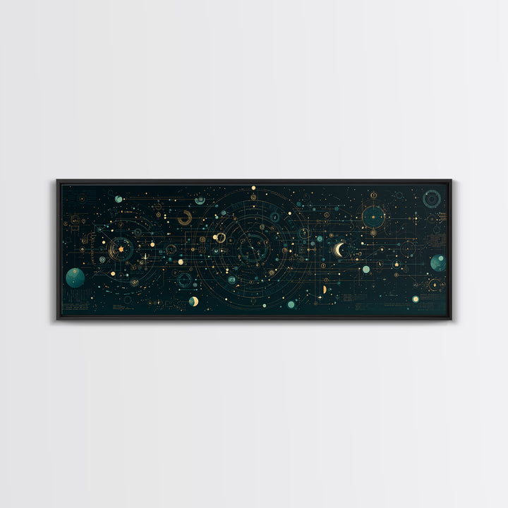 Teal Celestial Astrology Map Canvas Print, Geometric Wall Art, Mystical Wall Decor, Modern Abstract Art, Unique Canvas Art