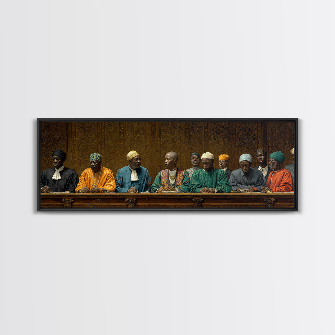 African Elders Tribunal Portrait Wall Art, African American Art, Black Culture Art, Cultural Wall Decor, Statement Canvas Print
