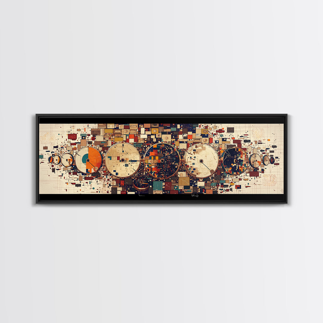 Geometric Orbit Circles In Navy Orange And Cream Wall Art, Abstract Canvas Print, Modern Office Decor, Statement Wall Decor
