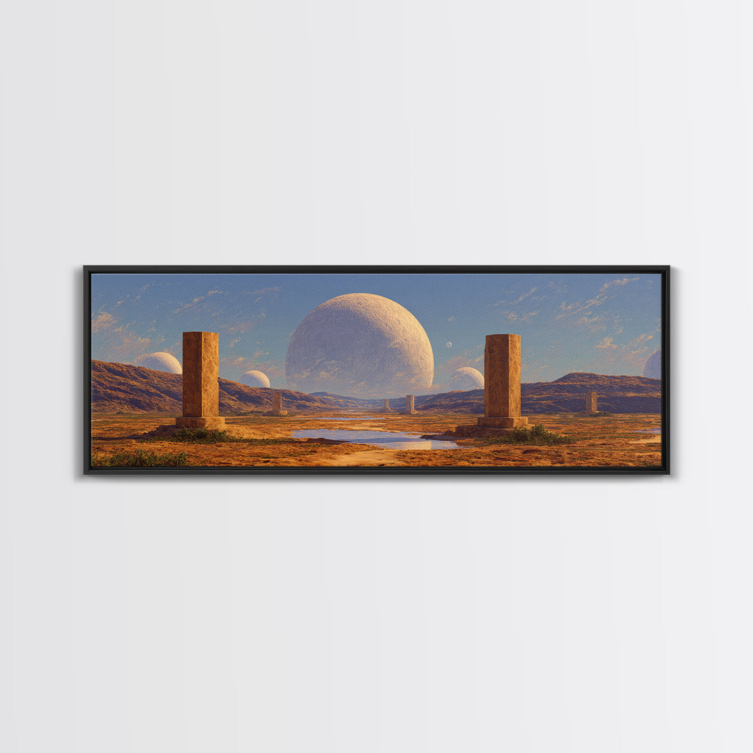 Desert Monolith Planet Canvas Print, Surreal Landscape Wall Art, Modern Canvas Art, Large Decor Art, Living Room Decor Gift
