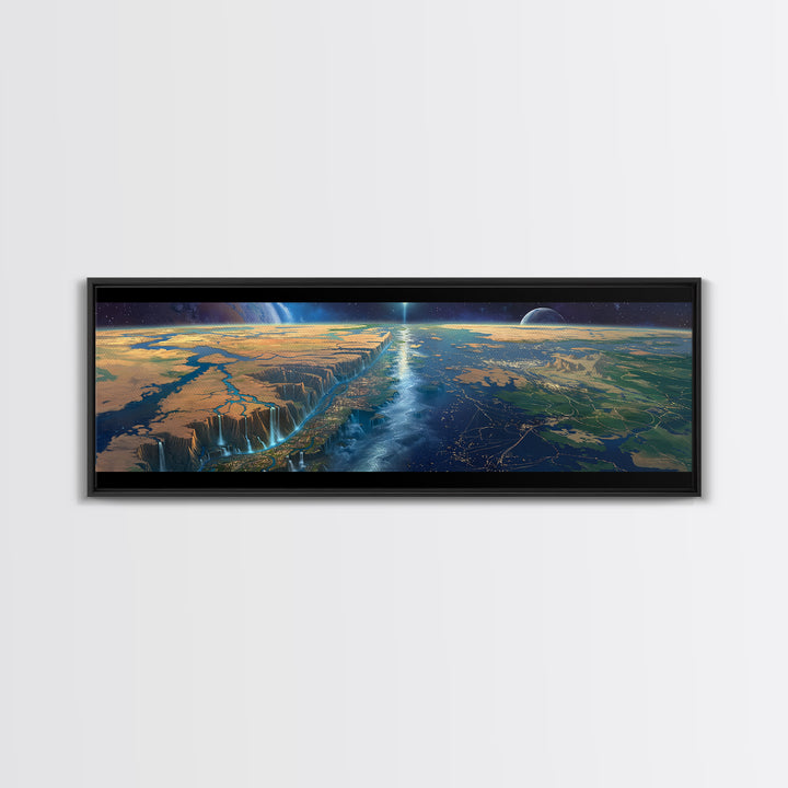 Futuristic African Continent Horizon Canvas Print, Afrofuturism Decor, Large Wall Art, Modern Landscape For Office Living Room Decor