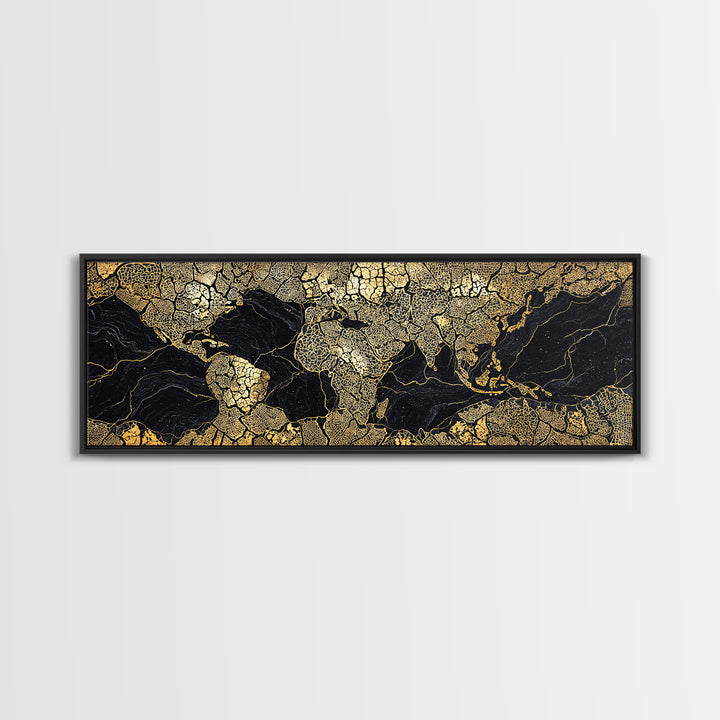 Black And Gold Africa World Map Canvas Print, African Wall Art, Luxury Office Decor, Travel Poster, Modern Home Decor Gift