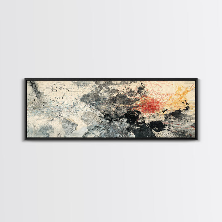 Beige Black Red Abstract Horizon Wall Art, Modern Canvas Art, Large Wall Art, Earth Tone Wall Decor, Statement Home Decor