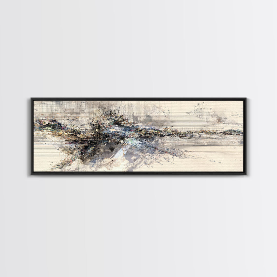 Neutral Ink Architectural Abstract Wall Art, Modern Canvas Art, Beige Wall Art, Office Decor, Contemporary Gallery Print