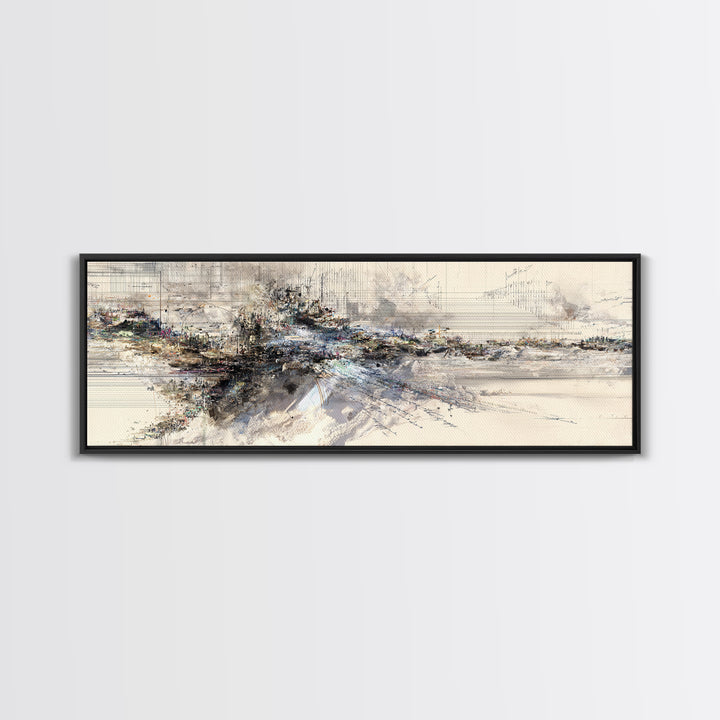 Neutral Ink Architectural Abstract Wall Art, Modern Canvas Art, Beige Wall Art, Office Decor, Contemporary Gallery Print