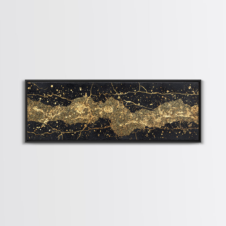 Black And Gold Abstract African Art Canvas Print, Luxury Modern Wall Decor, Textured Map Inspired Statement Home Decor Gift
