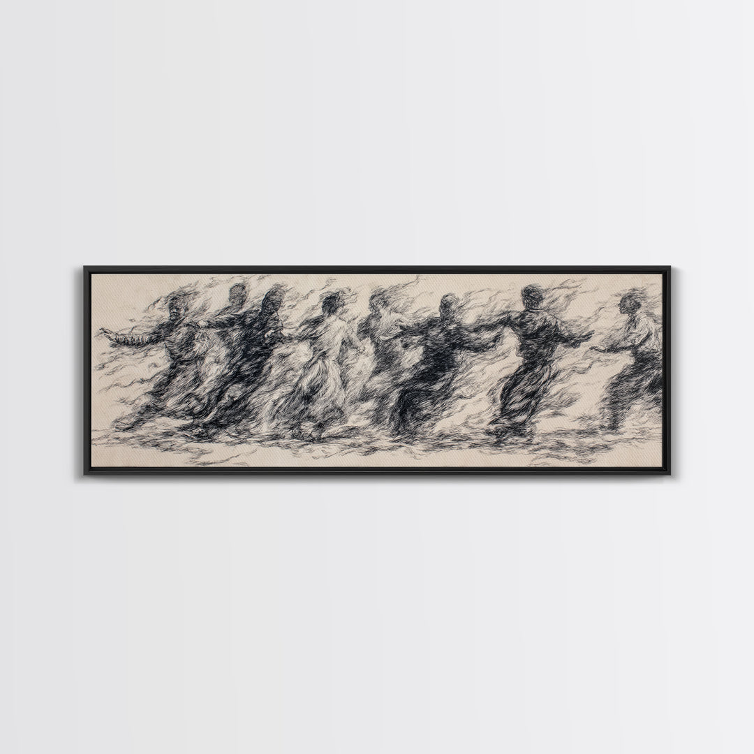Smoky Charcoal Figures In Motion Wall Art, Abstract African Art Print, Minimalist Black Decor, Contemporary Gallery Piece