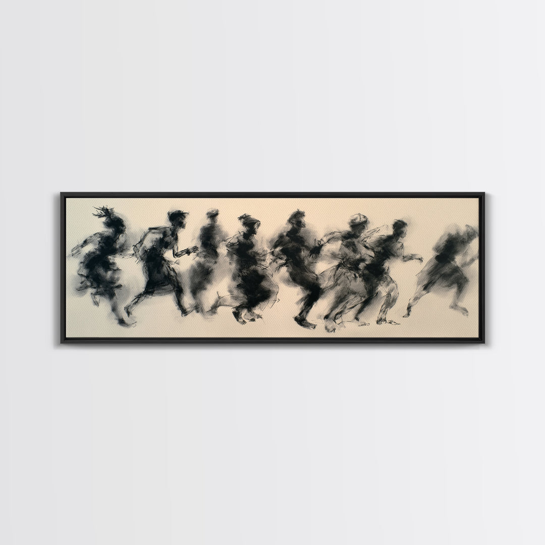 Running Silhouette Charcoal Study Wall Art, African Warrior Art, Abstract Black Art Print, Modern Office Decor, Statement Piece
