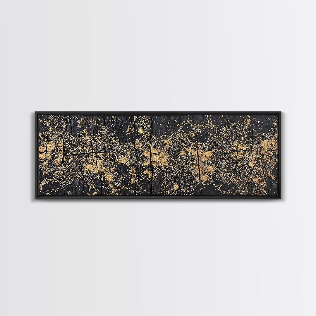 Gold Dot World Map Abstract Wall Art, African Travel Canvas Print, Black And Gold Design, Luxury Office Decor Gift For Him