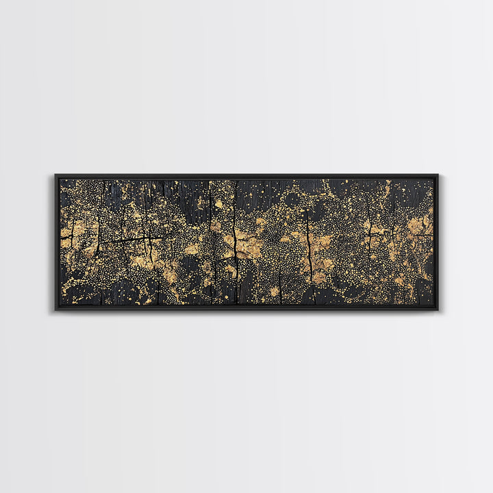Gold Dot World Map Abstract Wall Art, African Travel Canvas Print, Black And Gold Design, Luxury Office Decor Gift For Him