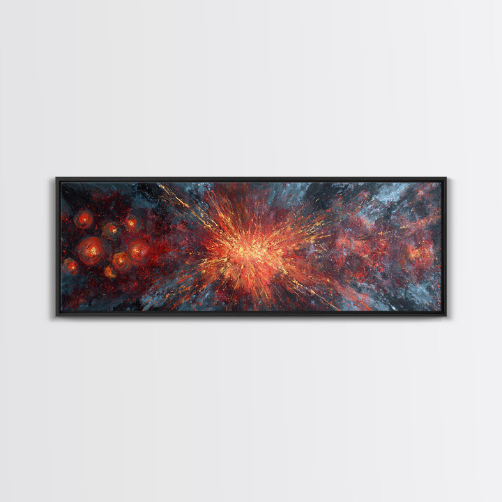 Exploding Nebula Canvas Print, Red Gold Galaxy Abstract Wall Art, Modern Space Decor, Large Statement Artwork For Living Room