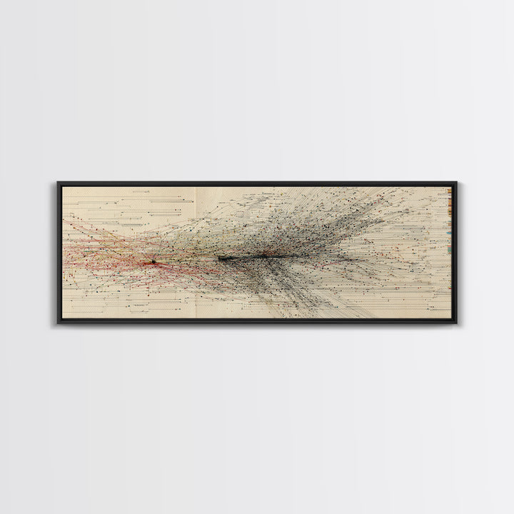 Abstract Migration Wall Art, Black And Red Particle Swarm, Minimalist Motion Drawing, Modern African Inspired Decor Canvas