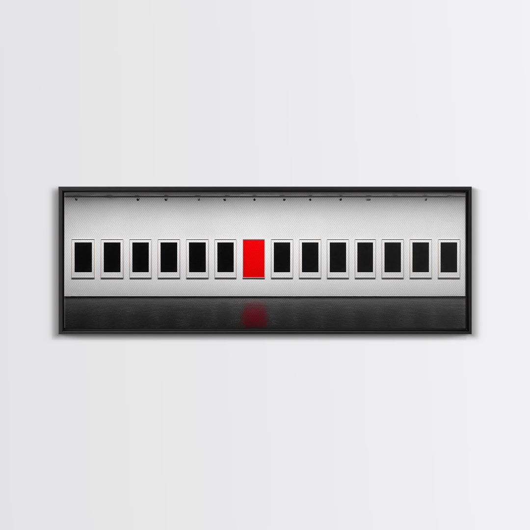 Red Frame Gallery Wall Art, Minimalist Museum Painting, Modern Abstract Wall Decor, Statement Piece For Living Room Home Decor Gift