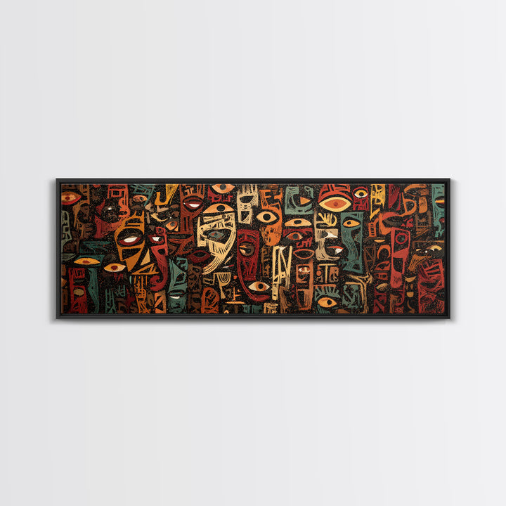 Abstract African Mask Canvas Print, Tribal Face Artwork, Afrocentric Wall Decor, Modern African Art For Bold Home Decor Gift