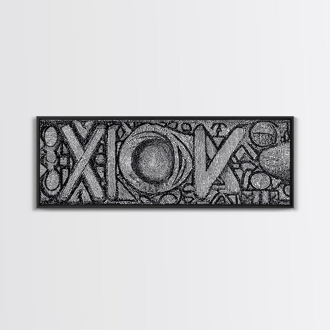Black And White Abstract African Texture Canvas Print, Tribal Geometric Wall Decor, Contemporary Afrocentric Art Print Gift