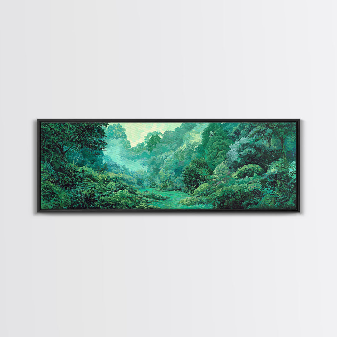 Misty Emerald African Rainforest Landscape Wall Art, Jungle African Safari Decor, Nature Scene Art, Green Living Room Decor