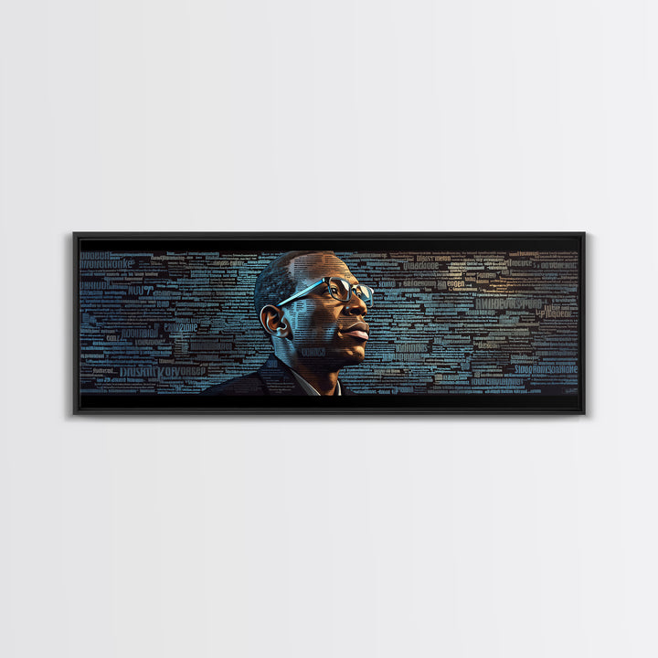 Black Man Portrait With Typographic Code Wall Art, Afrocentric Art, Modern Black Art, Office Decor, Digital Canvas Print