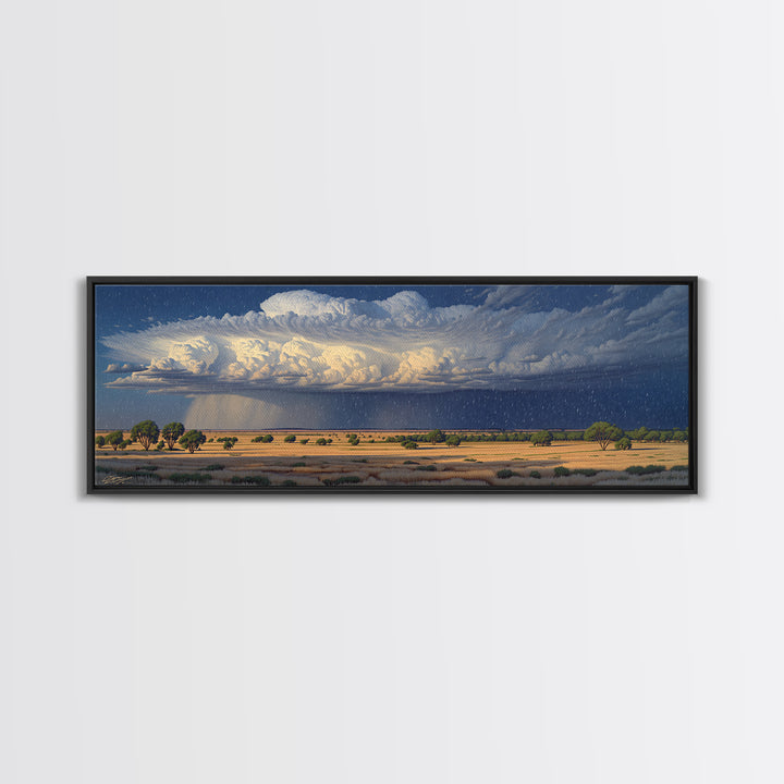 Savanna Storm Clouds With Acacia Trees Wall Art, African Safari Art, Serengeti Wall Art, Nature Scene Art, Living Room Decor