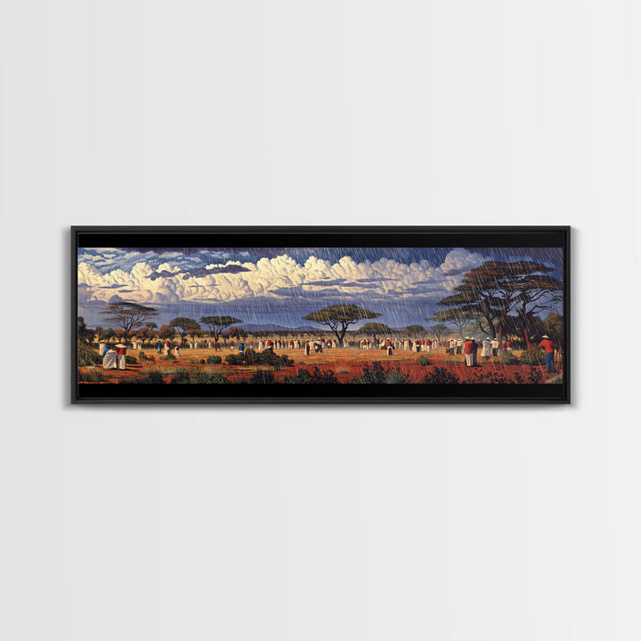 Rainy Acacia Plains Canvas Print, African Safari Landscape Wall Decor, Dramatic Cloud Art, Earth Tone Home Decor Gift For Him