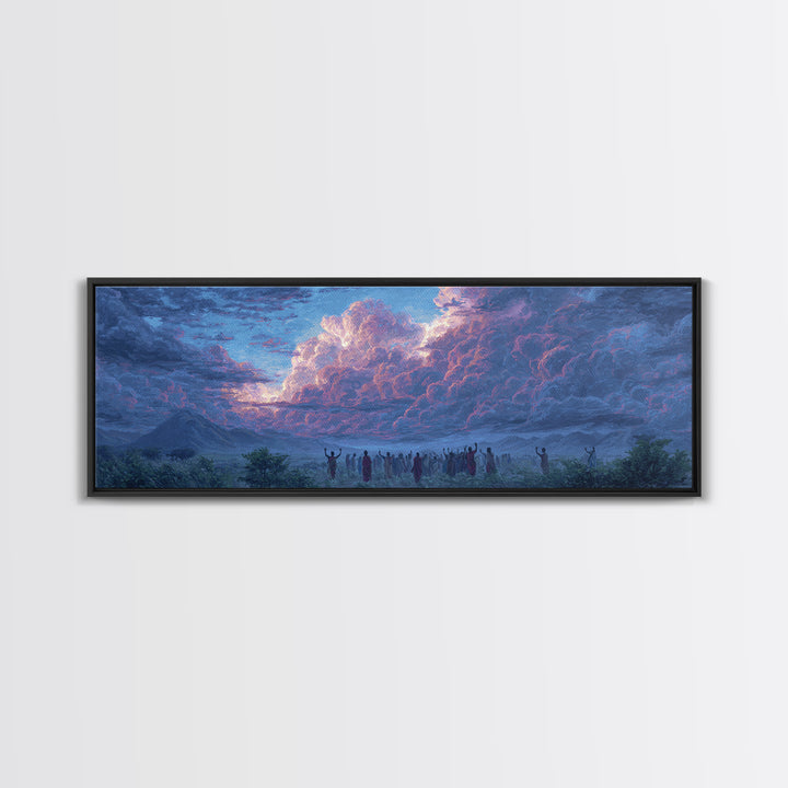 Purple Storm Gathering Wall Art, African Tribal Landscape Painting, Mystical Cloud Canvas Decor, Cultural Home Decor Gift