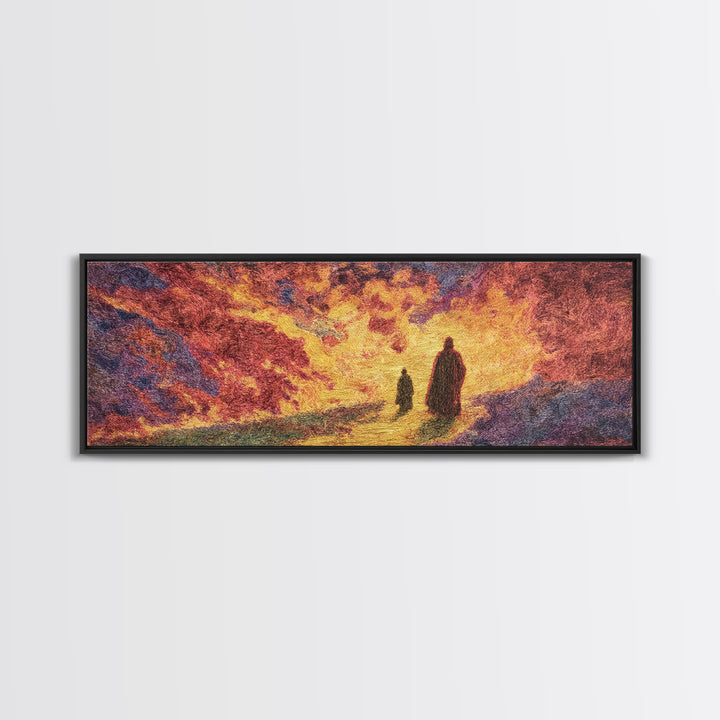 Fiery Abstract Journey Wall Art, African Inspired Orange Landscape, Dramatic Canvas Decor, Modern Statement Art Print Gift