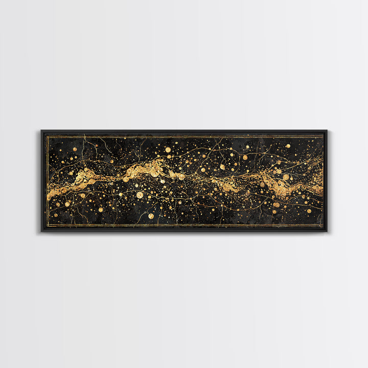 Black And Gold Abstract Splatter Wall Art, Luxury Canvas Print, Modern African Art Decor, Statement Living Room Decor, Office Decor