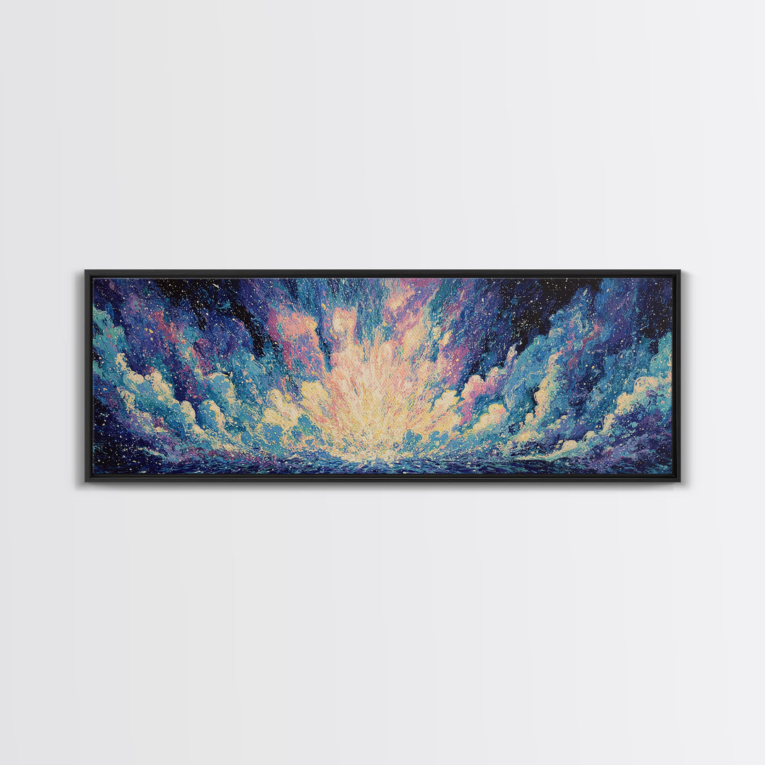 Cosmic Blue Ocean Sky Canvas Print, Abstract Wall Art, Dreamy Wall Art, Modern Canvas Art, Nature Scene Art, Bedroom Decor