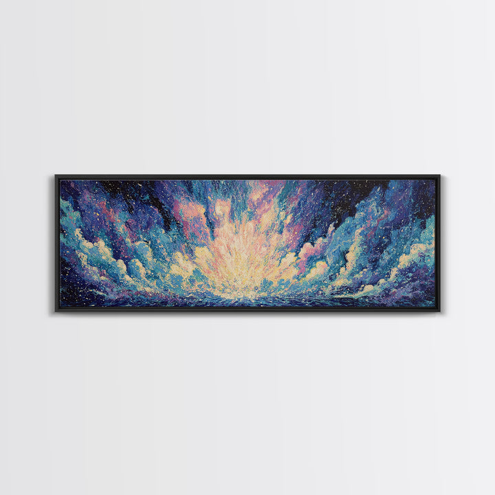 Cosmic Blue Ocean Sky Canvas Print, Abstract Wall Art, Dreamy Wall Art, Modern Canvas Art, Nature Scene Art, Bedroom Decor