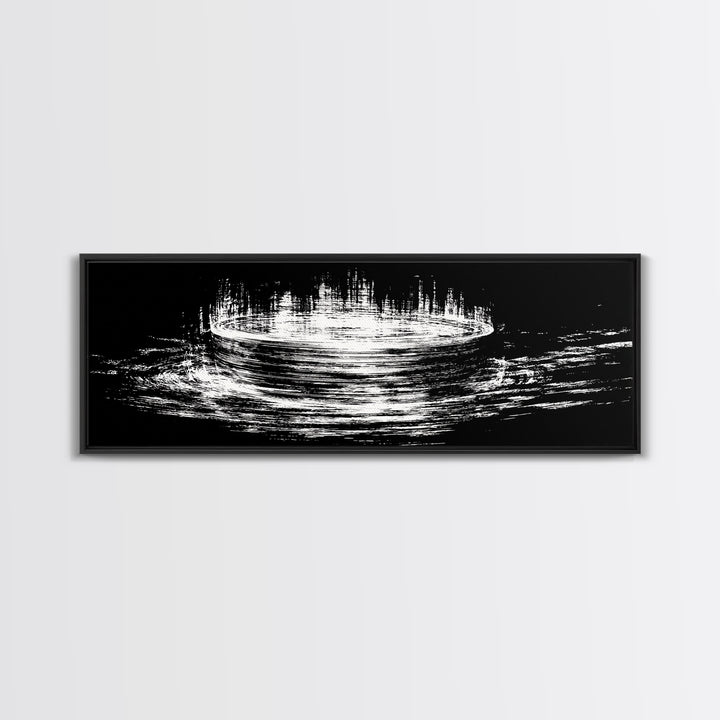 Black And White Lunar Water Ripple Wall Art, Minimalist Abstract Art, Modern Canvas Print, Meditation Room Decor, Dreamy Home Decor
